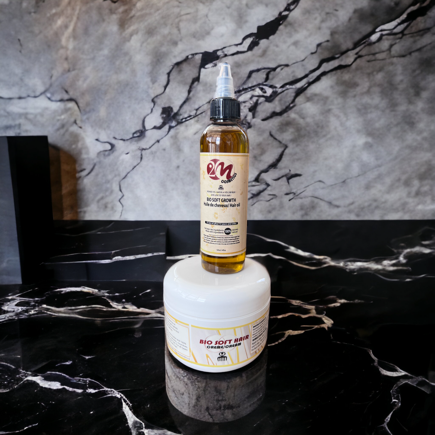 Duo Crème Démêlante Bio Soft Hair et Huile de Pousse Biosoft Growth 13 ans et plus pour l'entretien des cheveux!