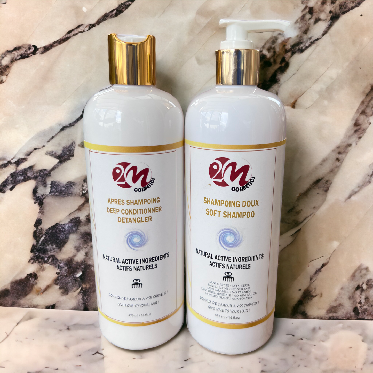 Ensemble shampooing et après-shampooing doux et revitalisant pour des cheveux naturels propres et soyeux